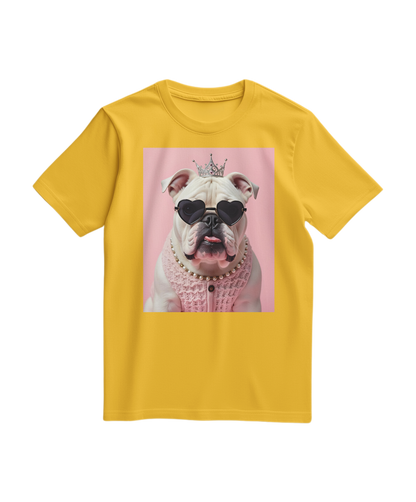 Camiseta Diva Dog Elite amarela da Camalestore, t-shirt casual com estampa divertida de cachorro.