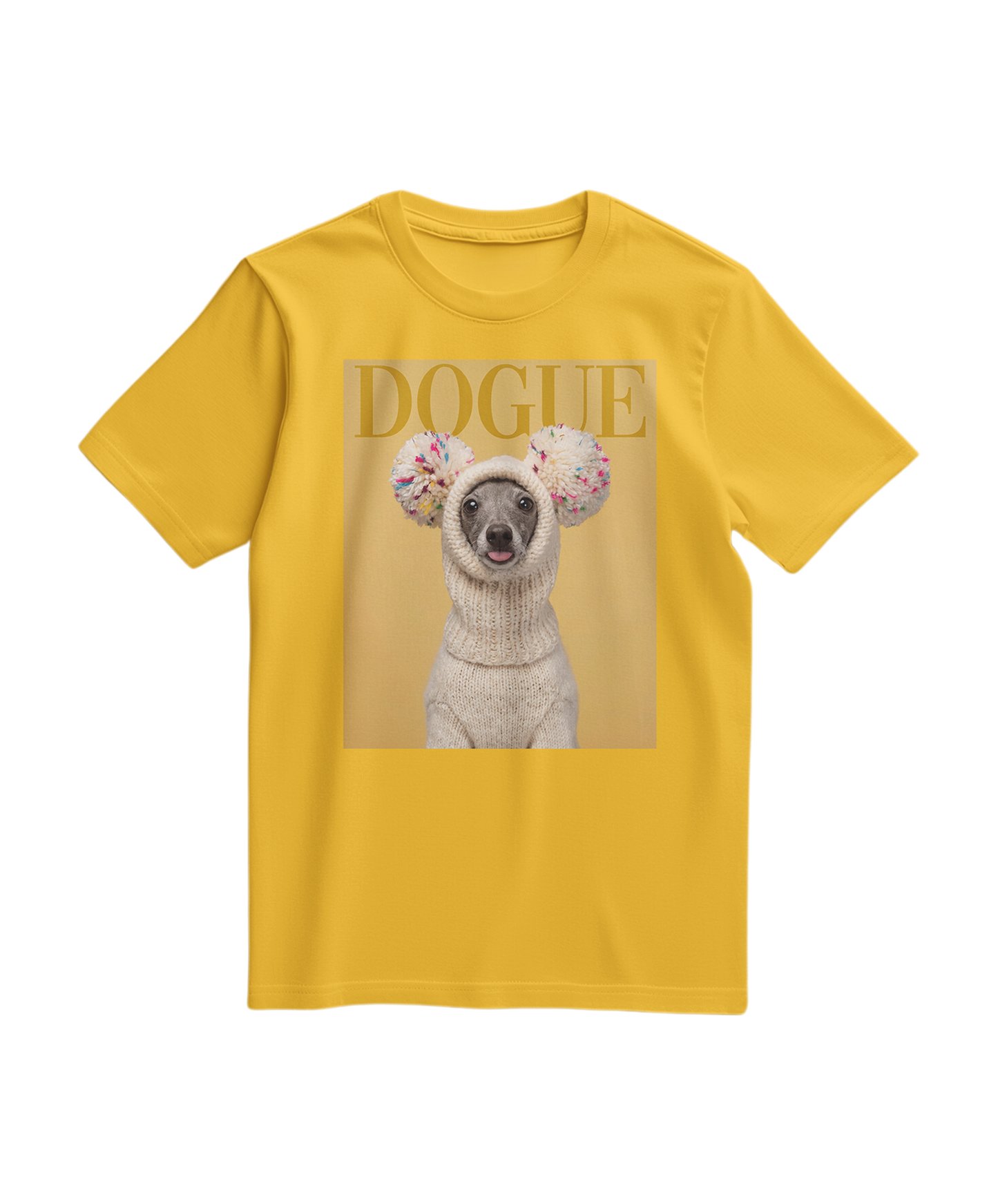 Camiseta T-shirt Dogue Balaclava amarela da Camalestore, com design confortável e tecido suave, vista frontal na imagem.