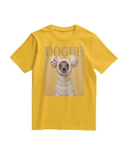 Camiseta T-shirt Dogue Balaclava amarela da Camalestore, com design confortável e tecido suave, vista frontal na imagem.