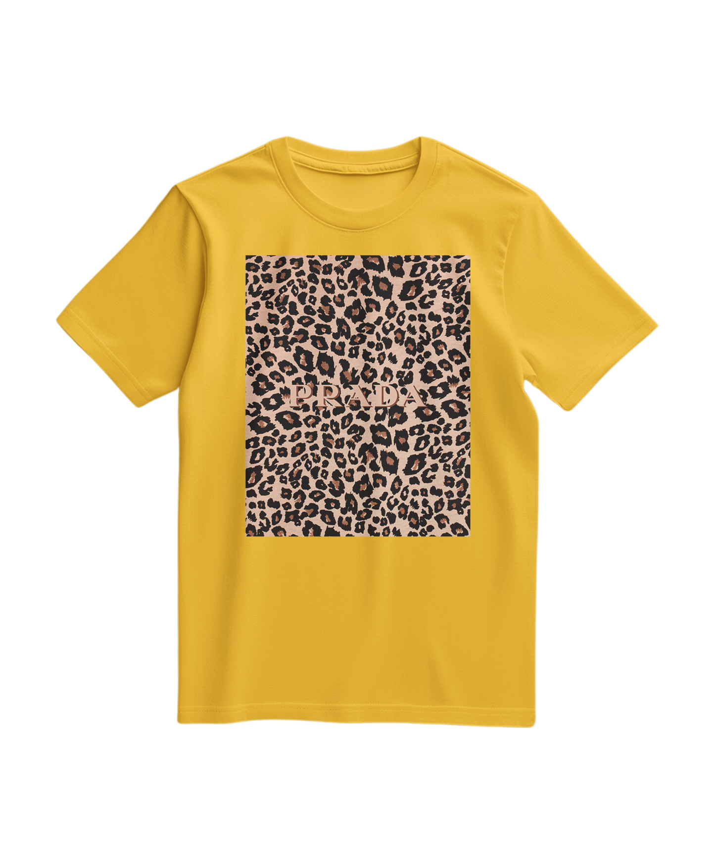 Camalestore T-shirt Leopard Blush, camiseta de algodão com estampa de leopardo em tom blush, vista frontal sobre fundo branco.