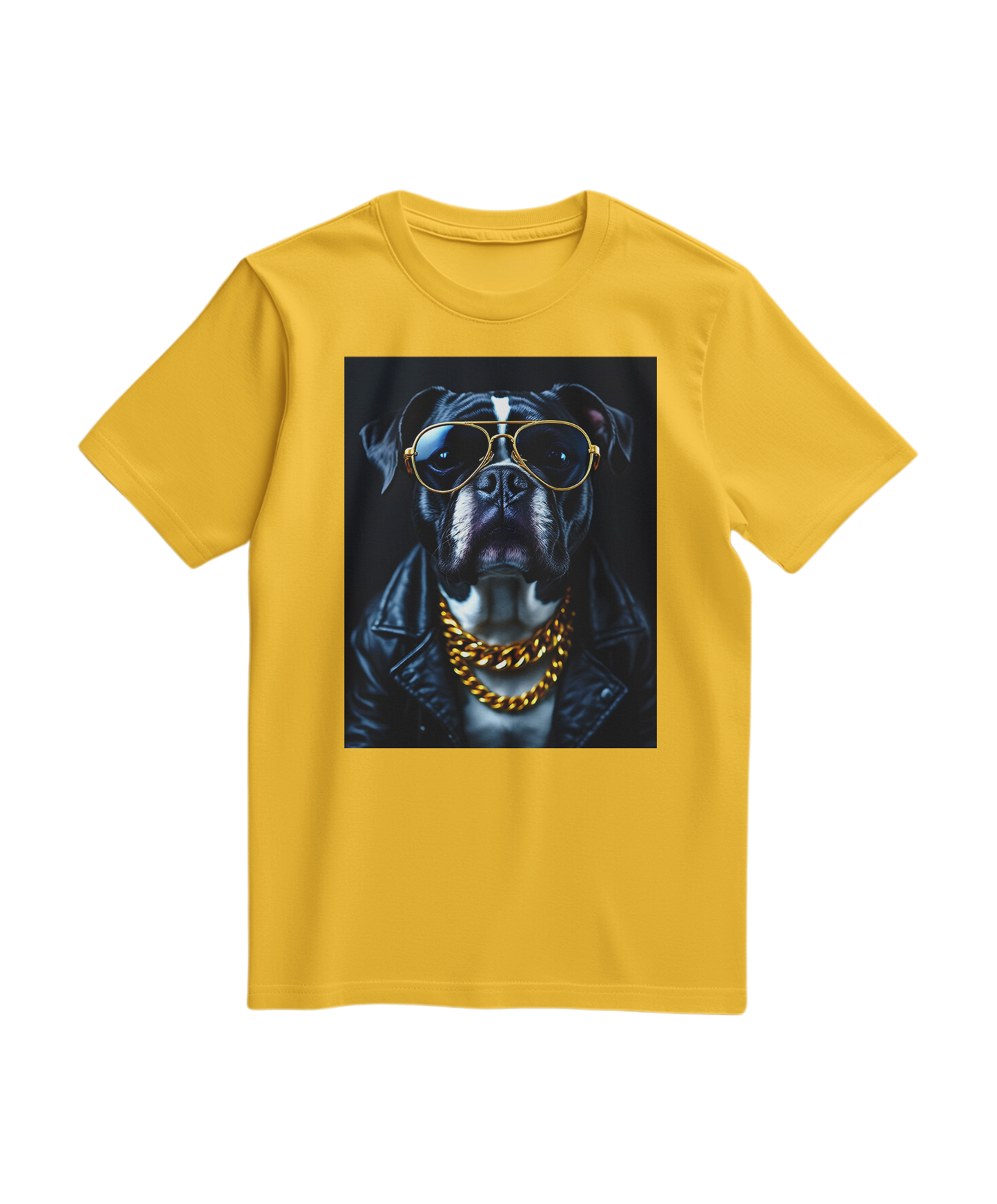 T-shirt amarelo Golden Rocker da Camalestore com design estampado na frente, tecido confortável e estilo casual.