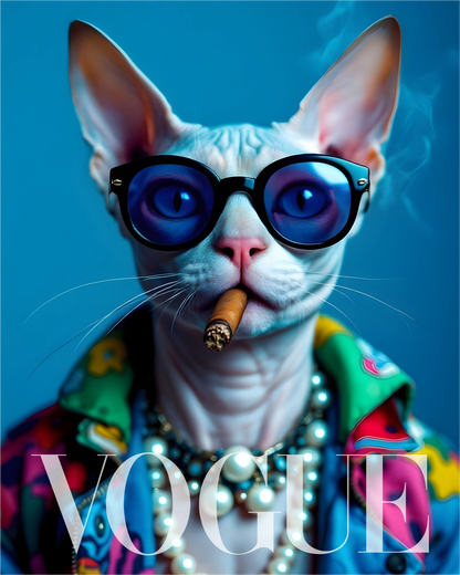 Camiseta Neo-Sphynx Studio da Camalestore com ilustração de gato Vcat em fundo branco.
