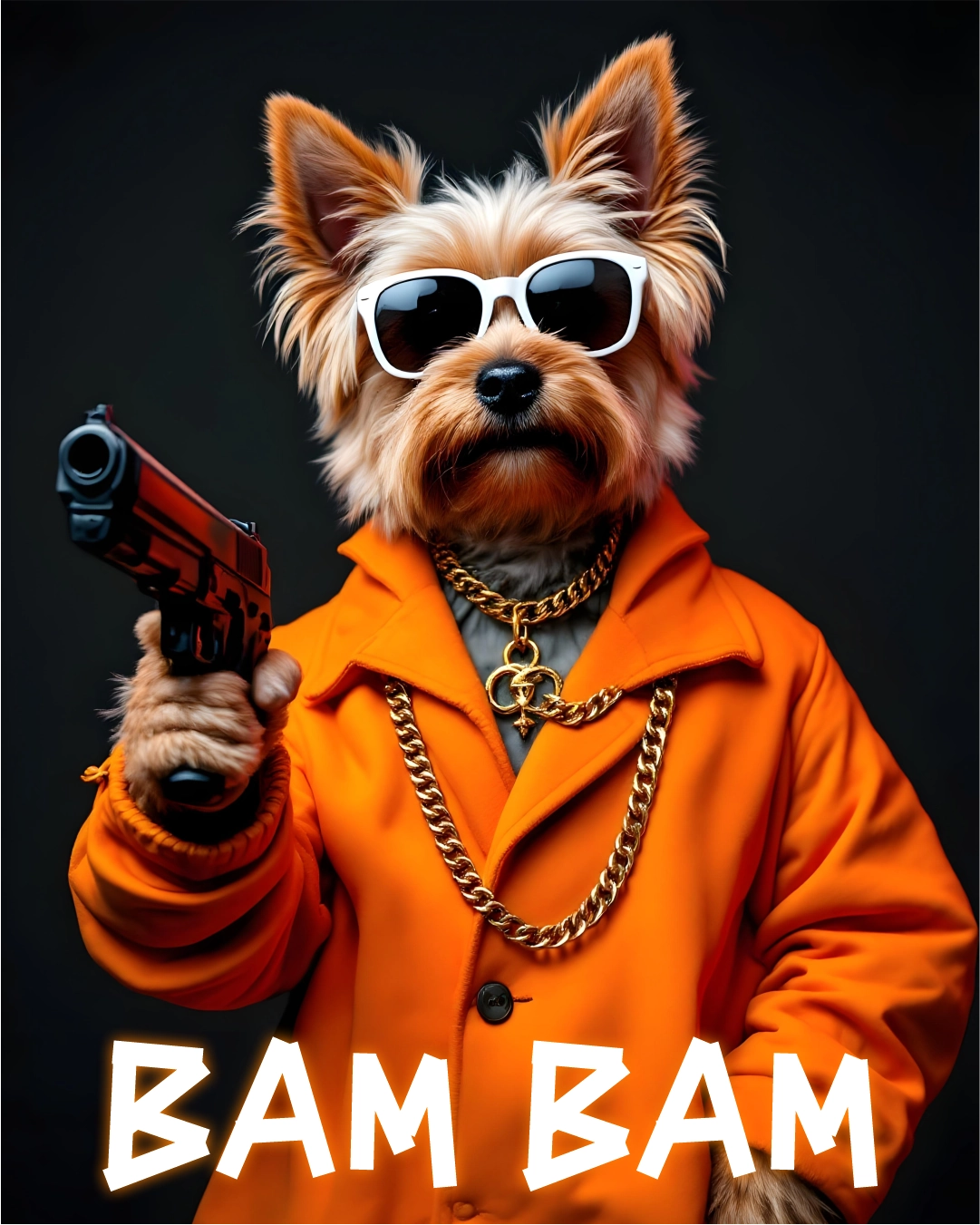 Camiseta Bam Bam Gangster da Camalestore, com estampa gráfica de estilo streetwear, vista frontal com detalhes coloridos.