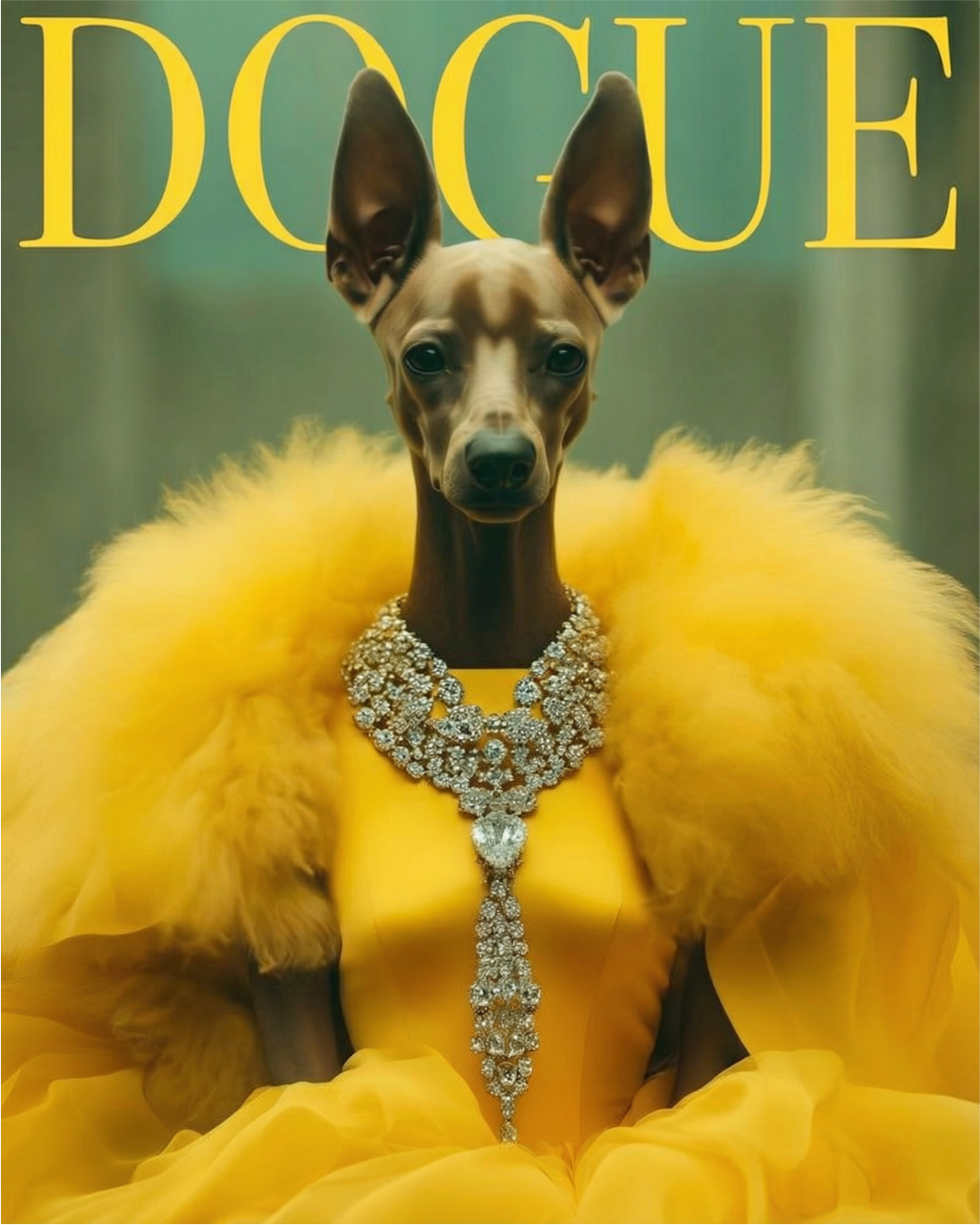 Sweatshirt amarelo Dogue Edition da Camalestore, com tecido macio e confortável, ideal para cães com design moderno.