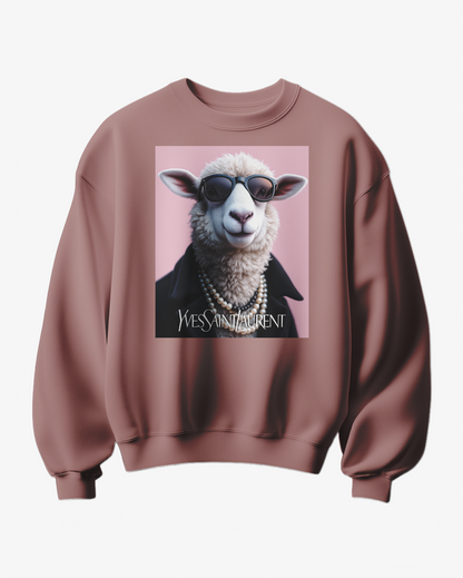 Sweatshirt Saint Sheep da Camalestore, com design de ovelha, em tecido confortável, em cores neutras, vista frontal.
