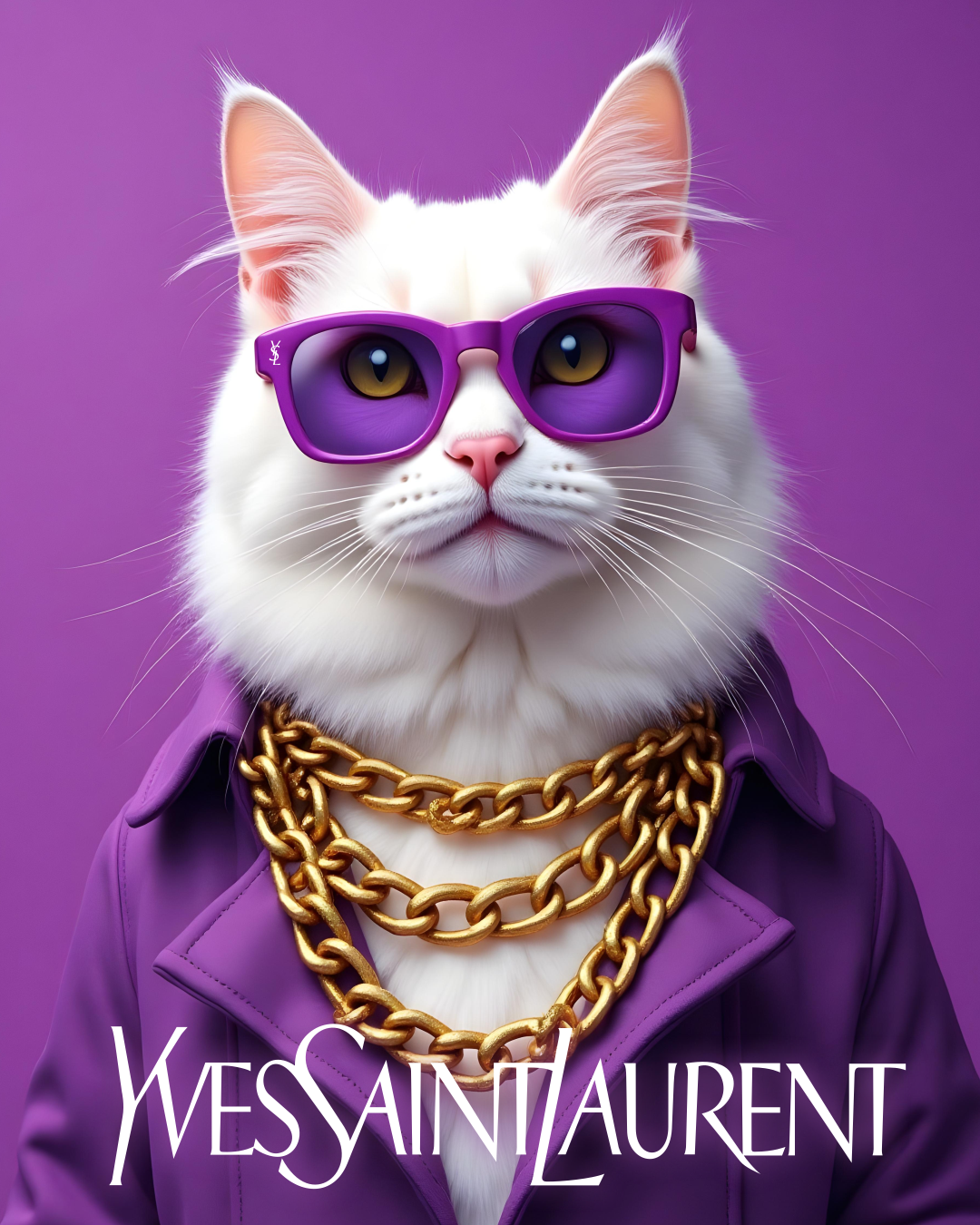 T-shirt Yves Glamour Cat da Camalestore, com estampa de gato elegante, tecido confortável e estilo moderno.