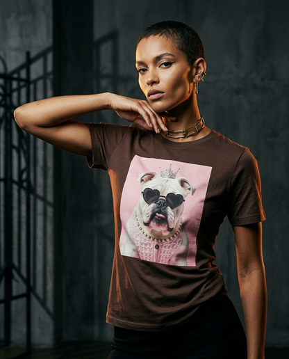 Camiseta Diva Dog Elite da Camalestore, modelo posando sob iluminação cinematográfica, silhueta forte e composição assimétrica.