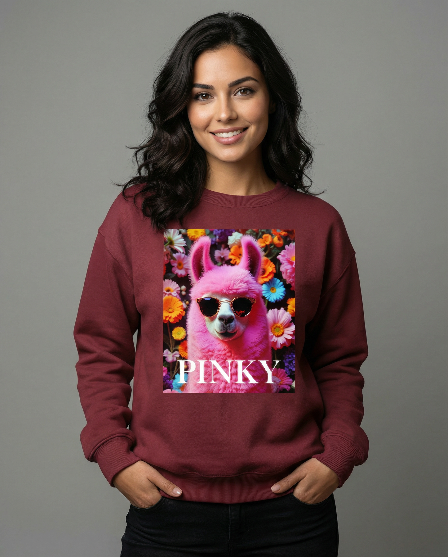 Sweatshirt Floral Pinkie Llama - Camale