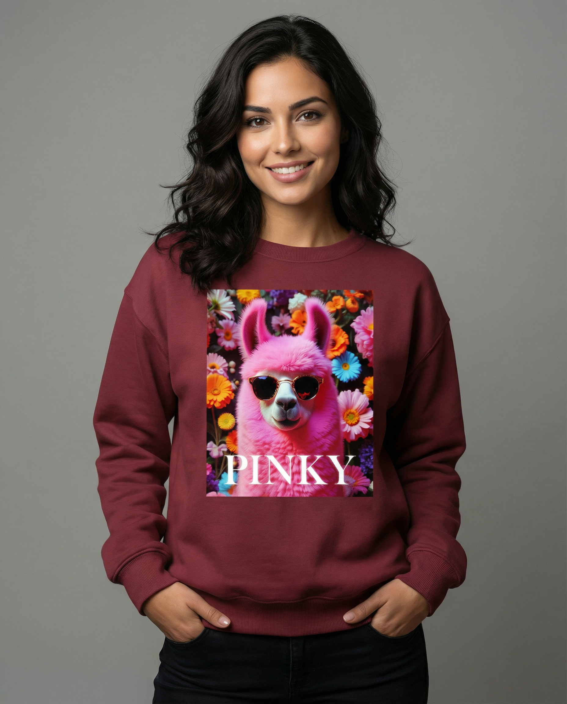 Sweatshirt Floral Pinkie Llama - Camale