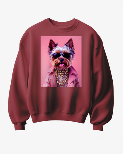Sweatshirt Yorkie Pink & Gold Attitude - Camale
