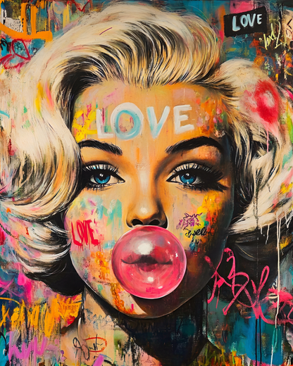 Camalestore camiseta Marilyn Pop Rebel, camiseta de algodão com estampa de amor e arte, estilo moderno e casual.