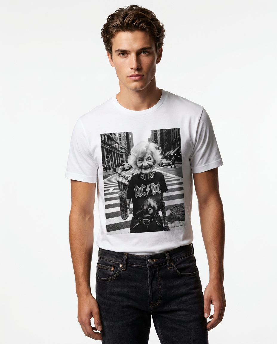 Camiseta Forever Rebel da Camalestore exibida em uma fotografia de campanha, com design moderno e detalhes visíveis.