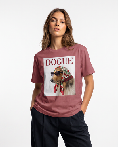 Camiseta vintage Dogue Muse da Camalestore, com estampa de cachorro antigo, vista frontal em fundo neutro.