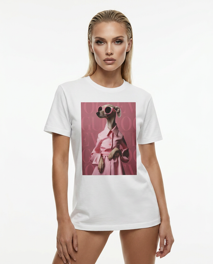 Camalestore T-shirt Skinny Pinky de alta moda, em rosa, com design elegante e ajuste skinny, para um visual moderno e sofisticado.