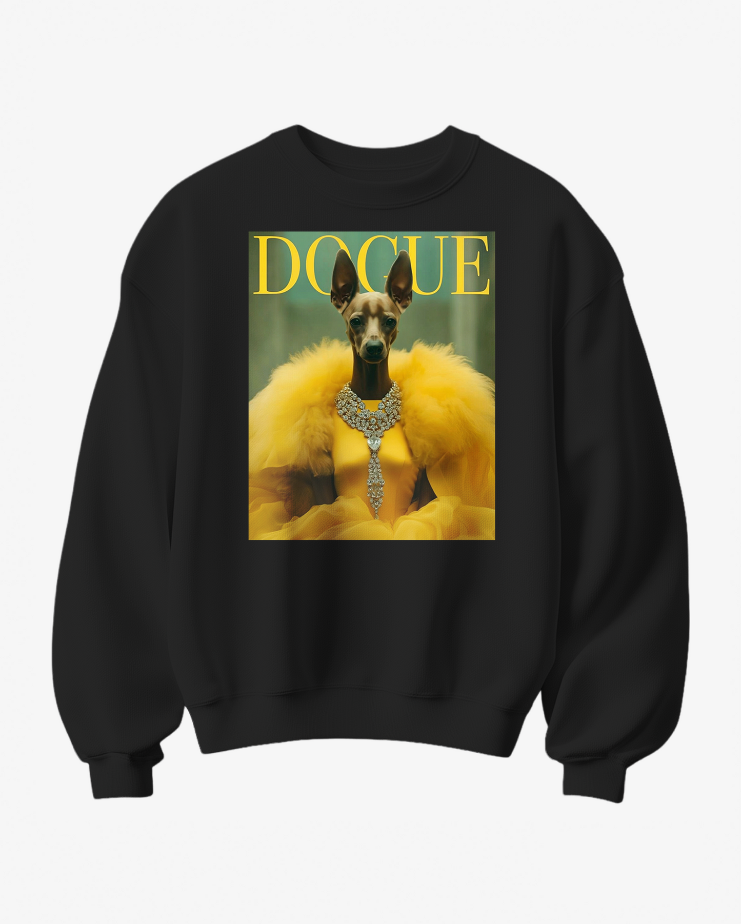 Sweatshirt amarelo Dogue da Camalestore, com design confortável e casual para cães, em tecido macio e de alta qualidade.