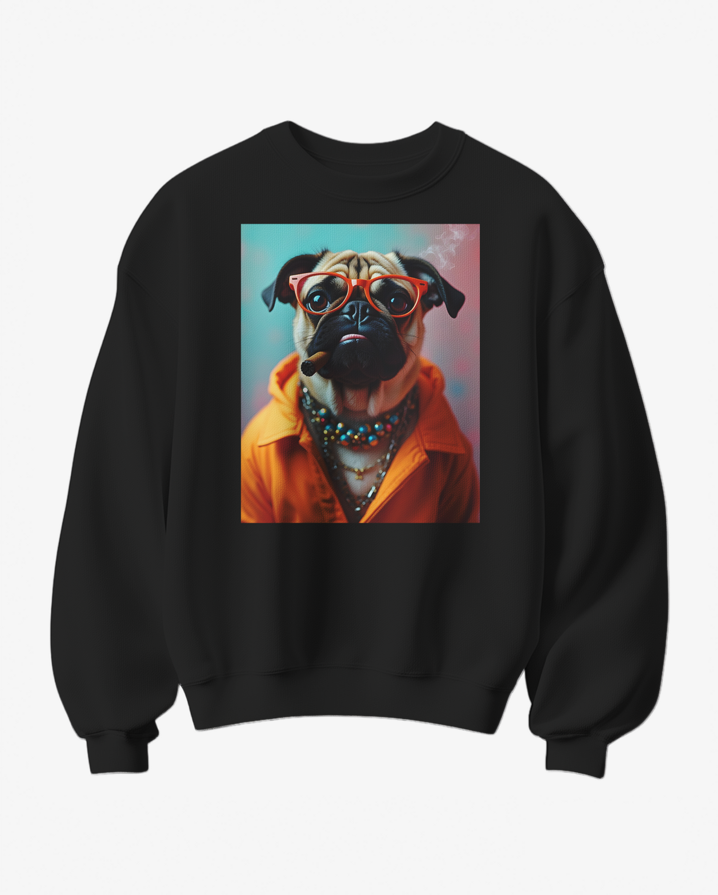 Sweatshirt Pug Boss da Camalestore com estampa de pug e design confortável, ideal para usar casualmente.