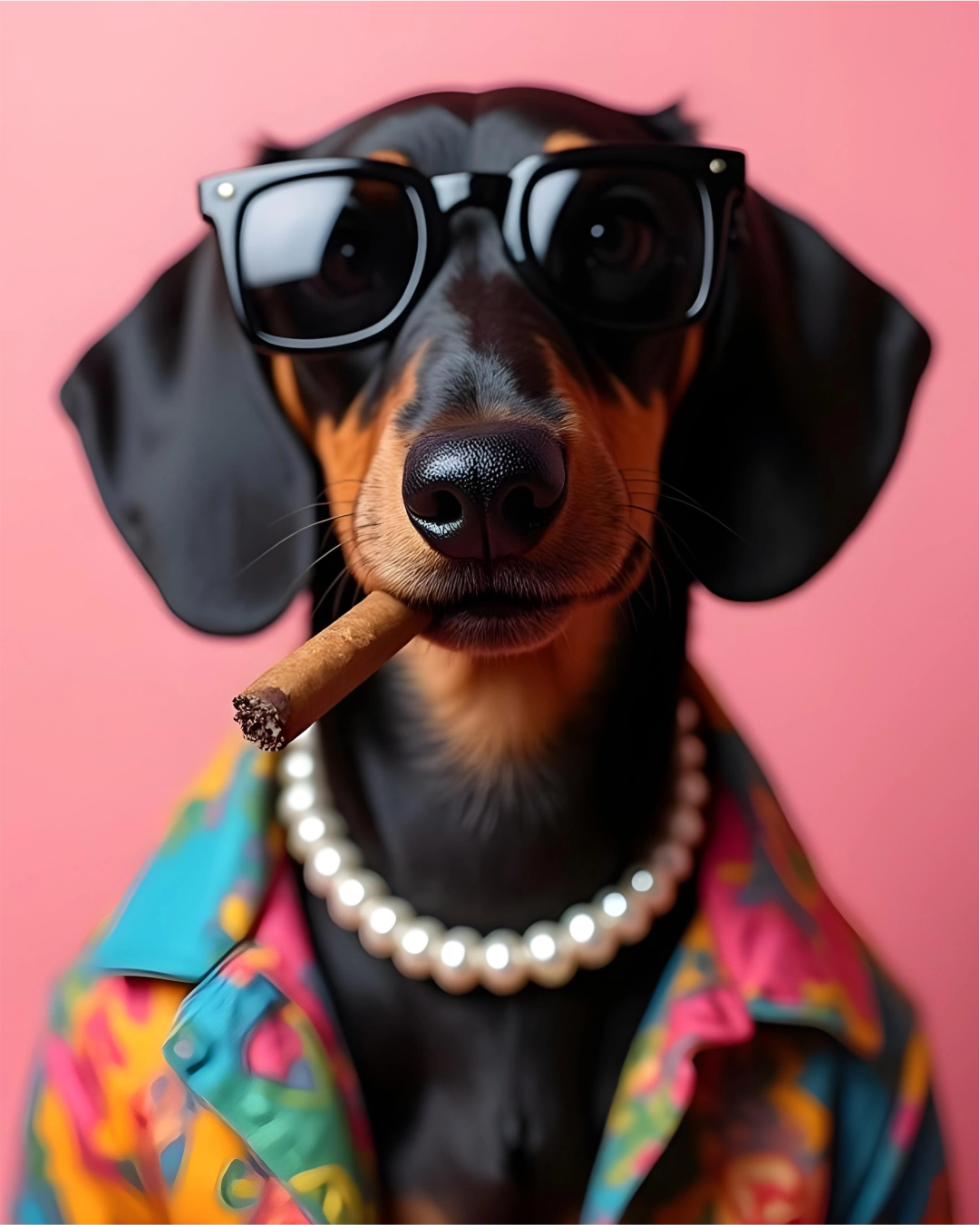 Camiseta Smoking Dachshund da Camalestore, camiseta casual com desenho de cachorro salsicha fumando, em fundo branco.
