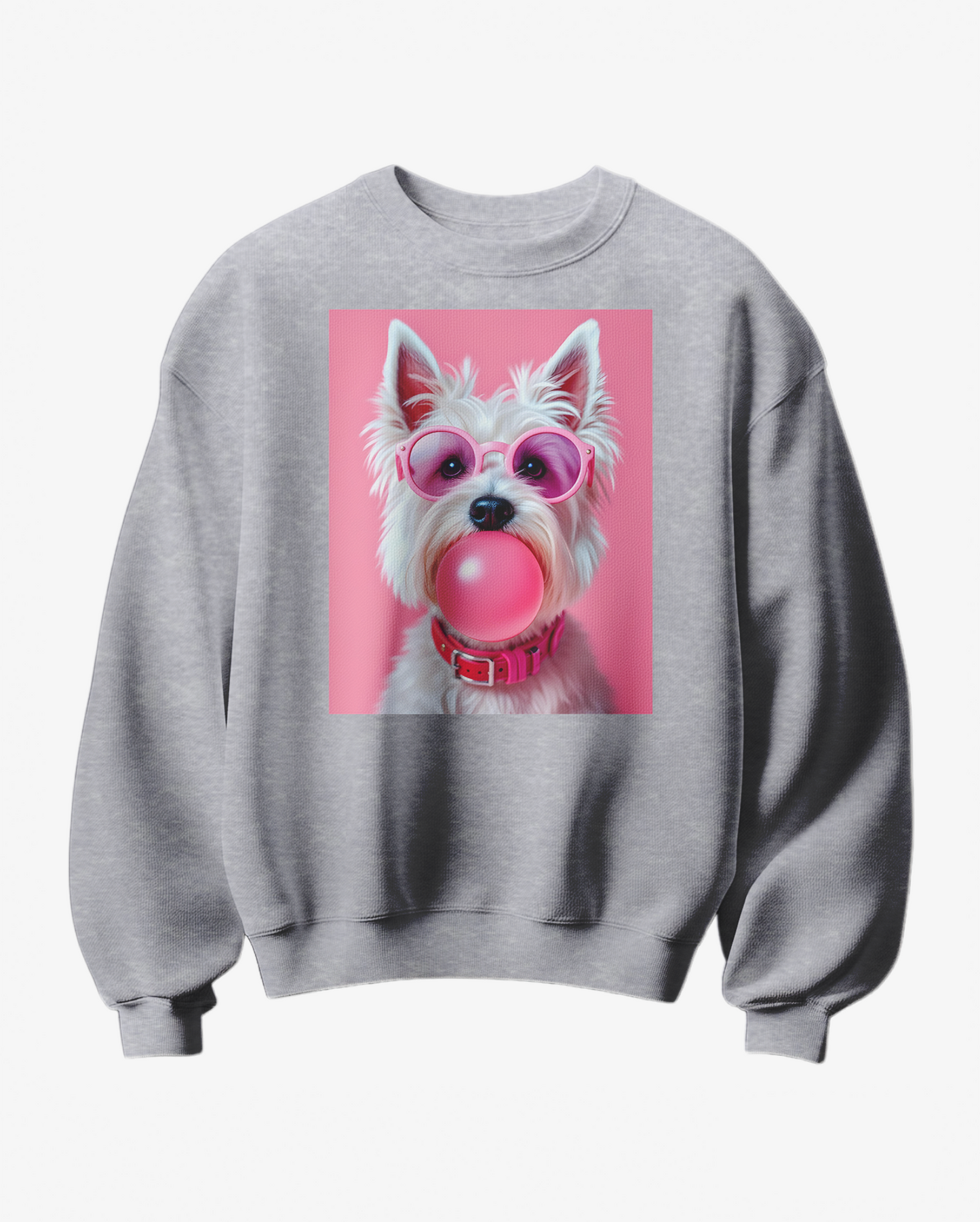 Sweatshirt Camalestore Westie Pink Pop com estampa de cão Westie, cor rosa, confortável e casual para uso diário.