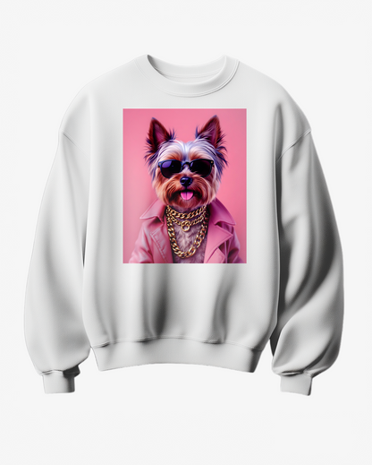 Sweatshirt Yorkie Pink & Gold Attitude - Camale