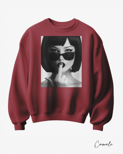 Sweatshirt Kiss My Midle - Camale