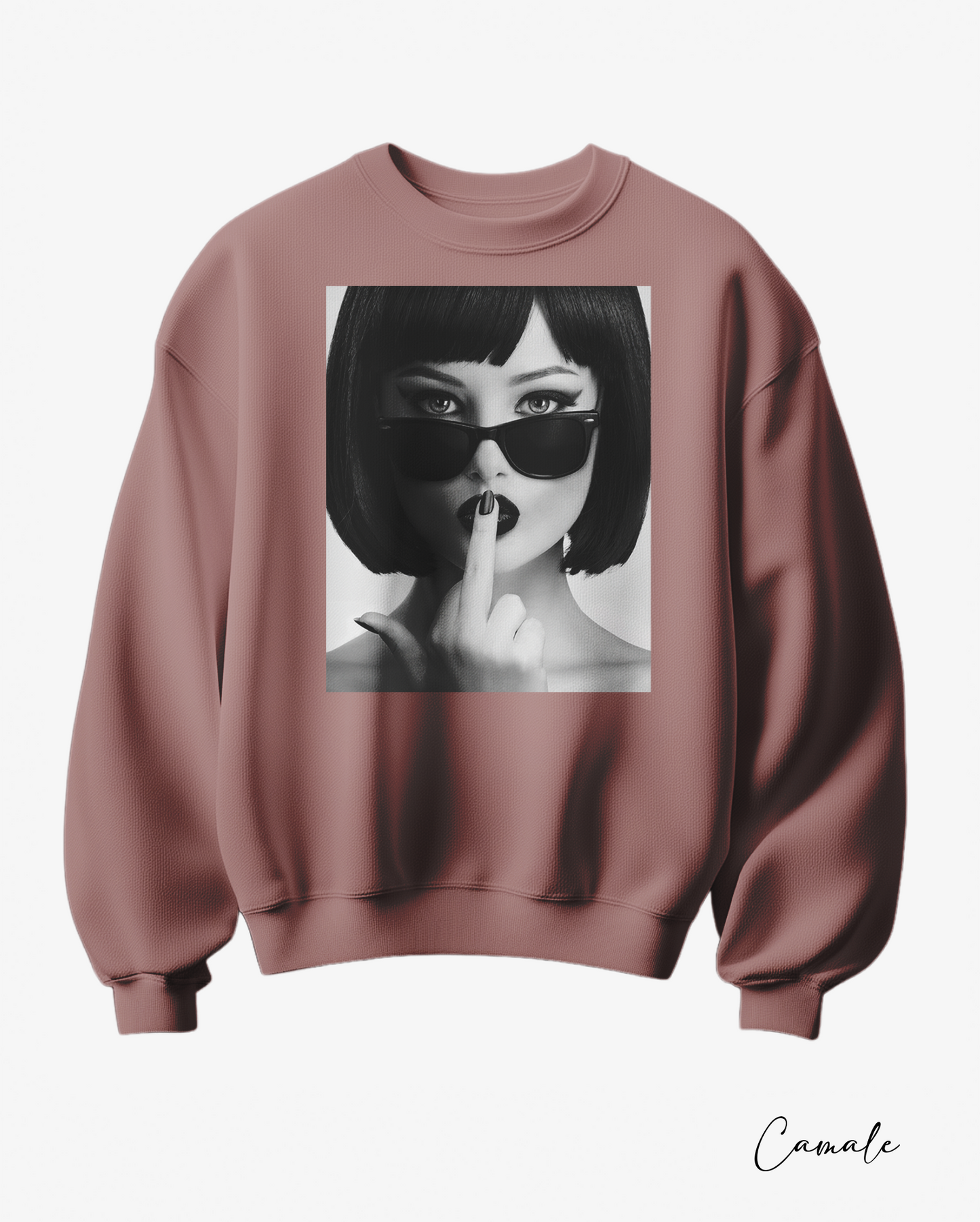 Sweatshirt Kiss My Midle - Camale
