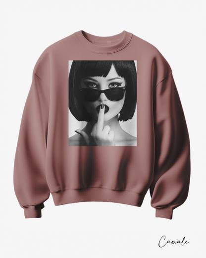 Sweatshirt Kiss My Midle - Camale