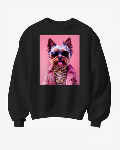 Sweatshirt Yorkie Pink & Gold Attitude - Camale