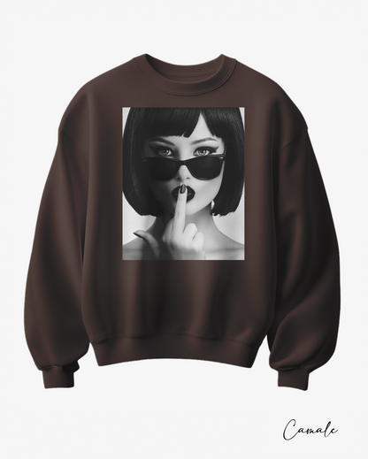 Sweatshirt Kiss My Midle - Camale