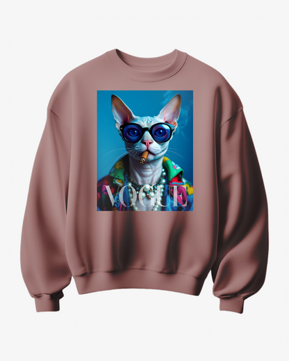 Sweatshirt sphynx VG da Camalestore, cor cinza, com capuz e design de esfinge, em tecido confortável e casual.
