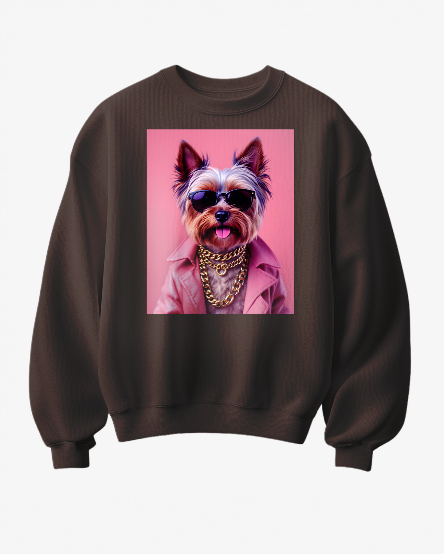 Sweatshirt Yorkie Pink & Gold Attitude - Camale