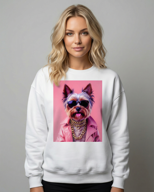 Sweatshirt Yorkie Pink & Gold Attitude - Camale