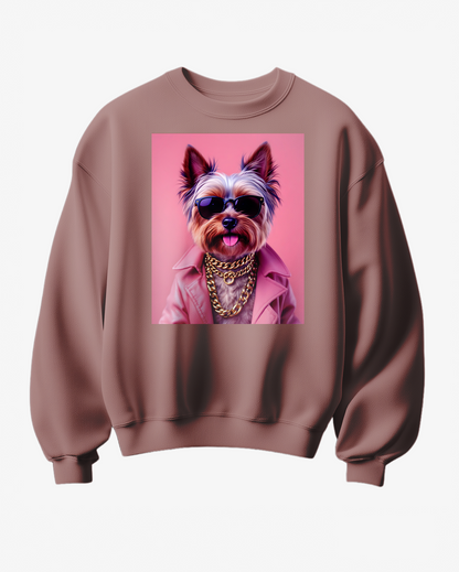 Sweatshirt Yorkie Pink & Gold Attitude - Camale