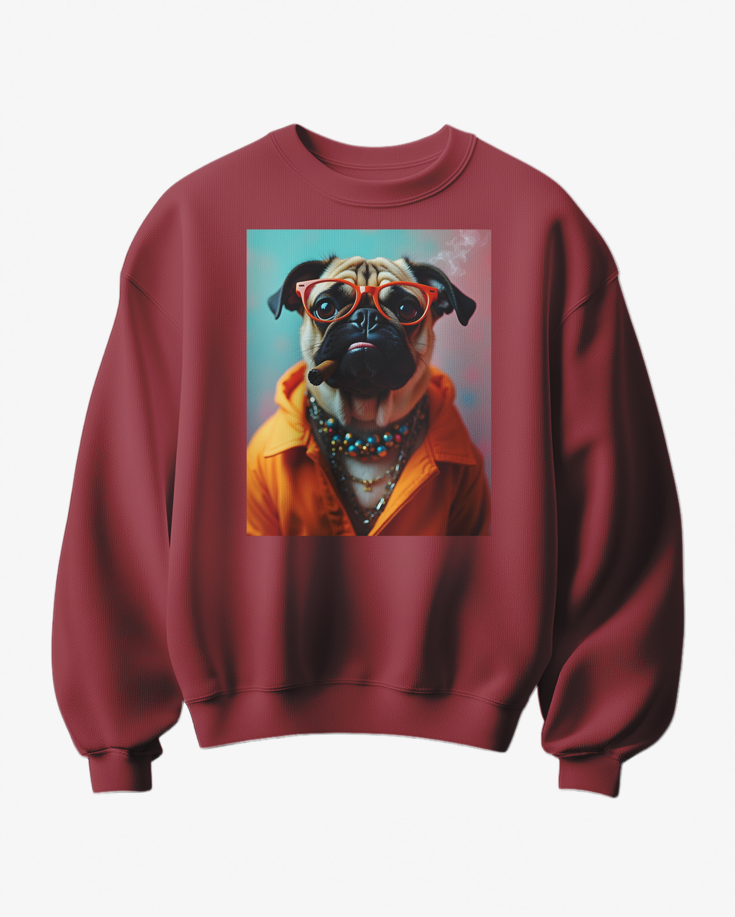 Sweatshirt cinza com estampa de pug e texto "Boss" da Camalestore, confortável e casual, para uso diário.