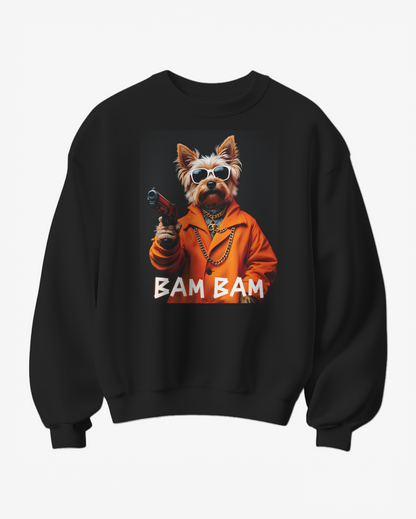 Sweatshirt Bam Bam da Camalestore, com design confortável e estilo casual, mostrado na imagem com detalhes da peça.