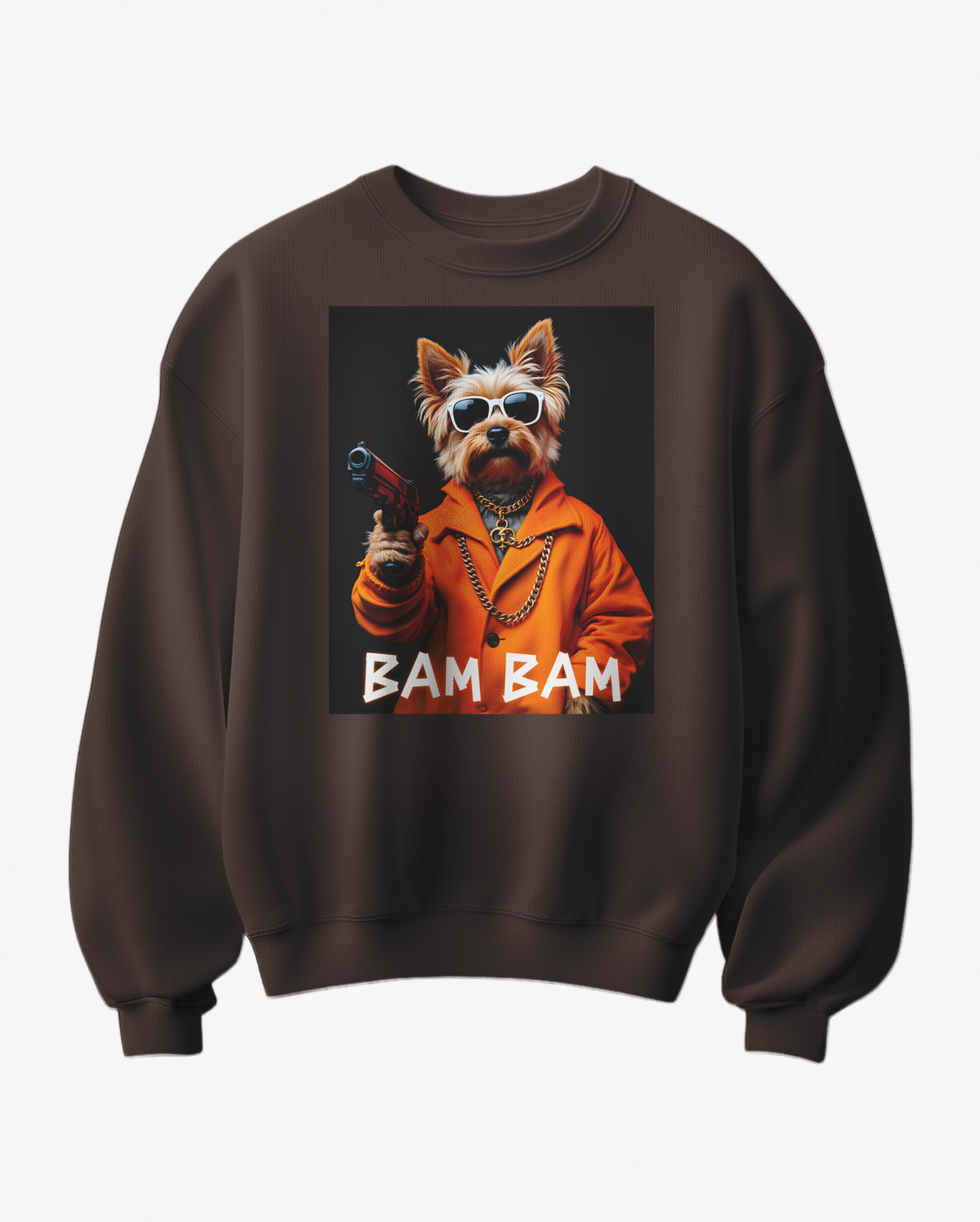 Sweatshirt Bam Bam da Camalestore, com design confortável, cor cinza e detalhes gráficos na frente, ideal para looks casuais