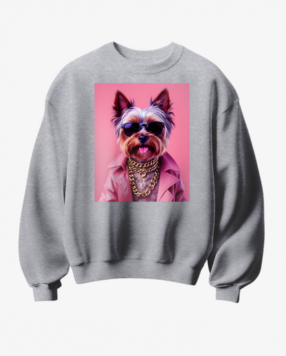 Sweatshirt Yorkie Pink & Gold Attitude - Camale